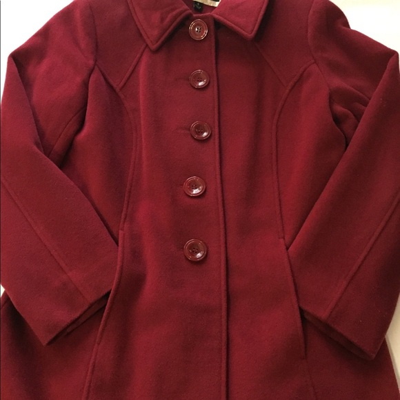 Red/Merlot Wool Coat - Picture 2 of 8